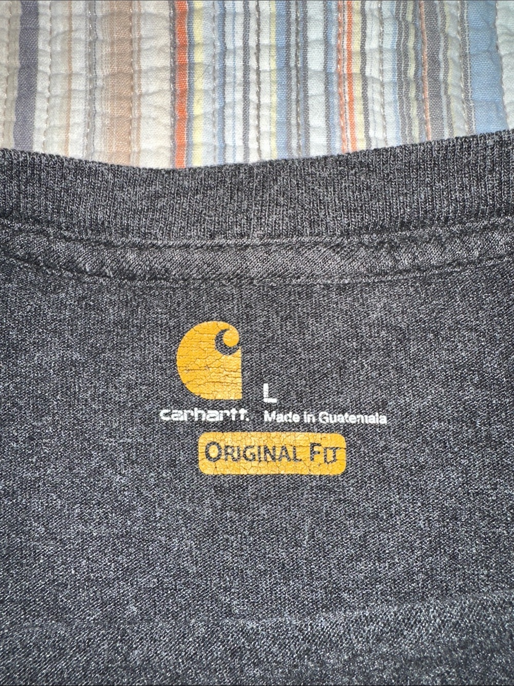 Carhartt Gray Long Sleeve Pocket Tee + Dark Green Short Sleeve Pocket Tee - Picture 10 of 12